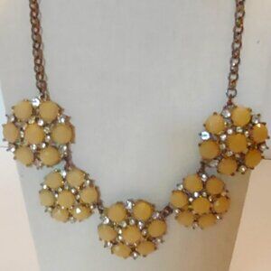Gold Tone Beige/Buff Glass Bib Cocktail Necklace J. Crew Style